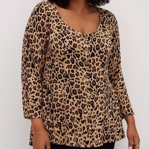 Torrid sz 3 3x 22/24 Leopard cheetah print flowy tunic or dress coverup? Stretch
